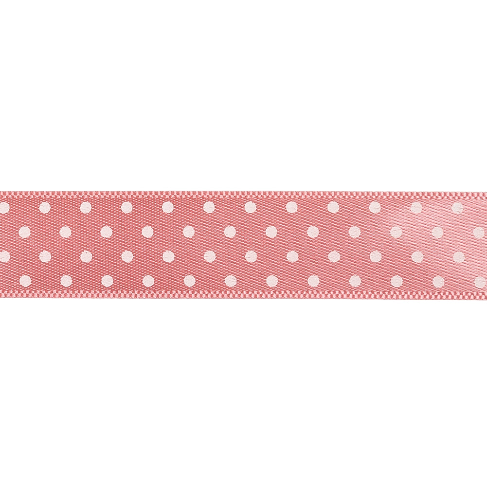 Flamingo and White Polka Dot Satin Ribbon - 0.625"