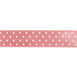 Flamingo and White Polka Dot Satin Ribbon - 0.625"