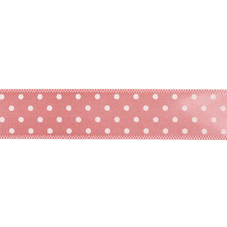 Flamingo and White Polka Dot Satin Ribbon - 0.625"