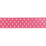 Hot Pink and White Polka Dot Satin Ribbon - 0.625"