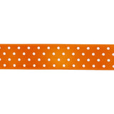 Orange and White Polka Dot Satin Ribbon - 0.625"