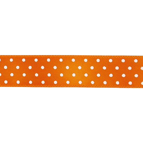 Orange and White Polka Dot Satin Ribbon - 0.625"