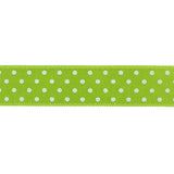 Lime and White Polka Dot Satin Ribbon - 0.625"