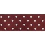Wine Red and White Polka Dot Satin Ribbon - 1"