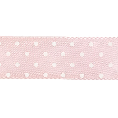 Baby Pink and White Polka Dot Satin Ribbon - 1"