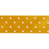 Golden Yellow and White Polka Dot Satin Ribbon - 1"
