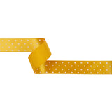 Golden Yellow and White Polka Dot Satin Ribbon - 1"