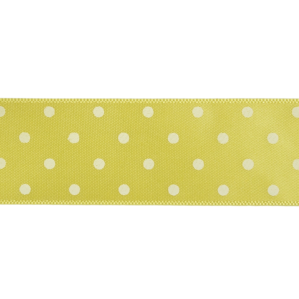Banana and White Polka Dot Satin Ribbon - 1"
