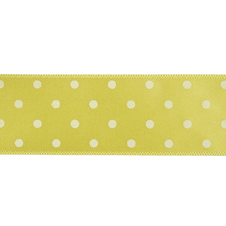 Banana and White Polka Dot Satin Ribbon - 1"