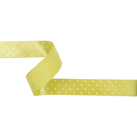 Banana and White Polka Dot Satin Ribbon - 1"