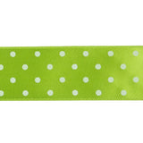 Lime and White Polka Dot Satin Ribbon - 1"