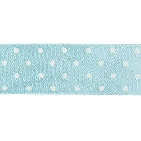 Baby Blue and White Polka Dot Satin Ribbon - 1"