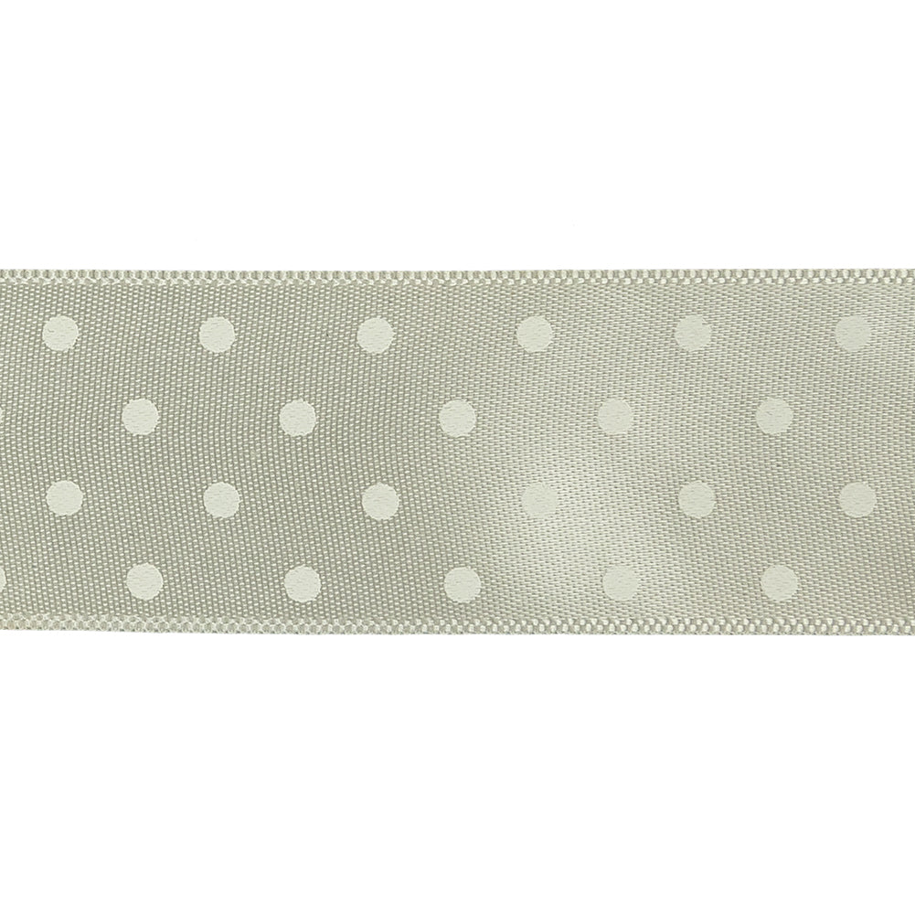 White on White Polka Dot Satin Ribbon - 1"