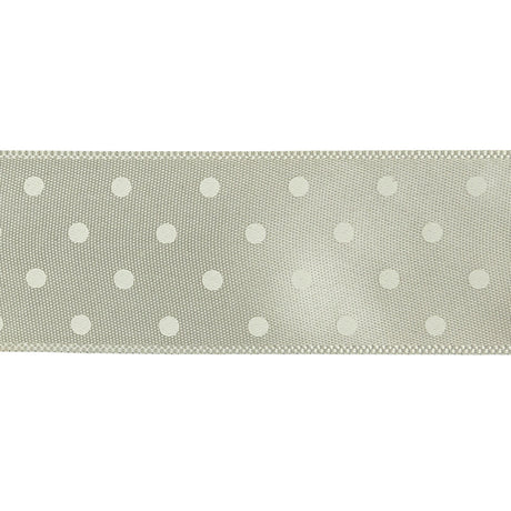 White on White Polka Dot Satin Ribbon - 1"