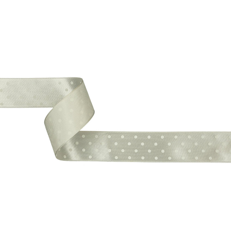 White on White Polka Dot Satin Ribbon - 1"