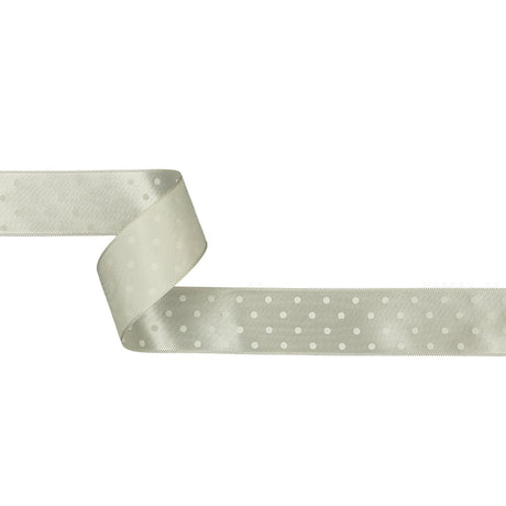 White on White Polka Dot Satin Ribbon - 1"