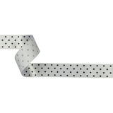 White and Black Polka Dot Satin RIbbon - 1"