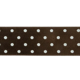 Brown and White Polka Dot Satin Ribbon - 1"