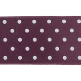 Purple and White Polka Dot Satin Ribbon - 1.5"