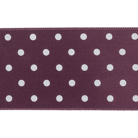 Purple and White Polka Dot Satin Ribbon - 1.5"