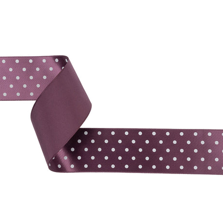 Purple and White Polka Dot Satin Ribbon - 1.5"