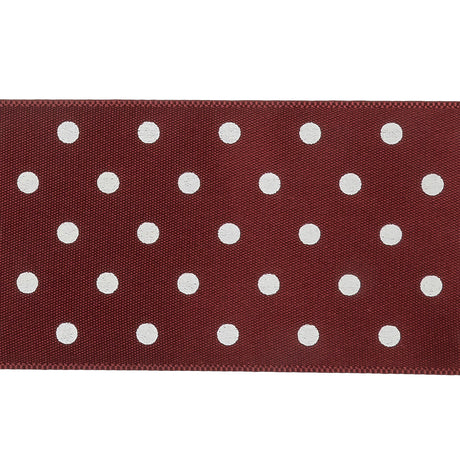 Wine Red and White Polka Dot Satin Ribbon - 1.5"