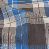 Blue, Moonscape and White Plaid Cotton Twill