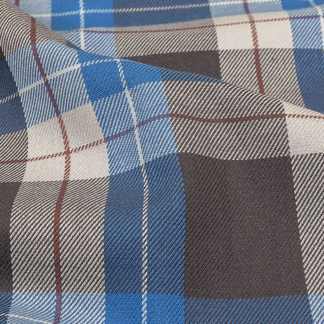 Blue, Moonscape and White Plaid Cotton Twill