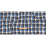 Blue, Moonscape and White Plaid Cotton Twill