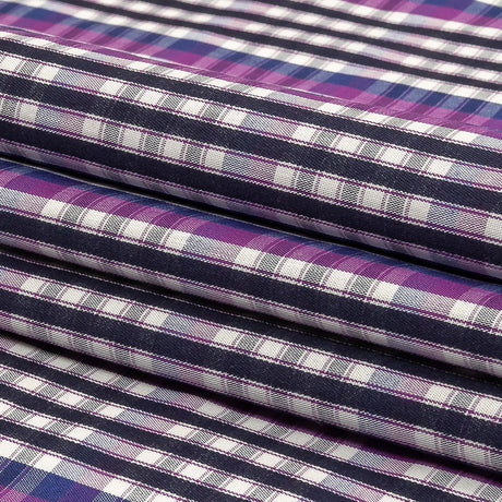 Purple, Sodalite Blue and Navy Plaid Cotton Shirting