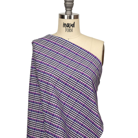Purple, Sodalite Blue and Navy Plaid Cotton Shirting