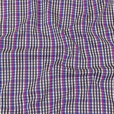 Purple, Sodalite Blue and Navy Plaid Cotton Shirting