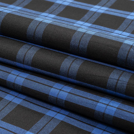 Stretch Limo and Deja Vu Blue Plaid Cotton Shirting