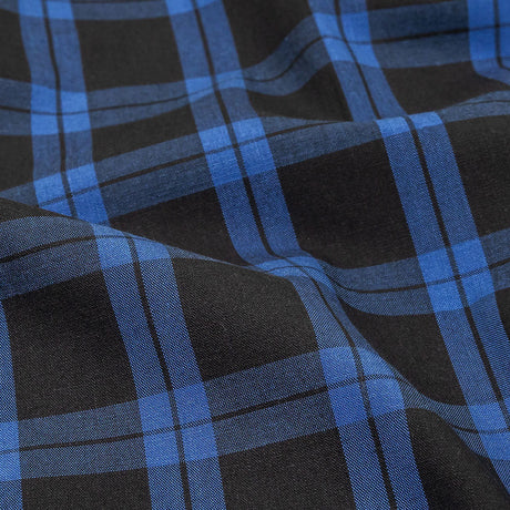 Stretch Limo and Deja Vu Blue Plaid Cotton Shirting