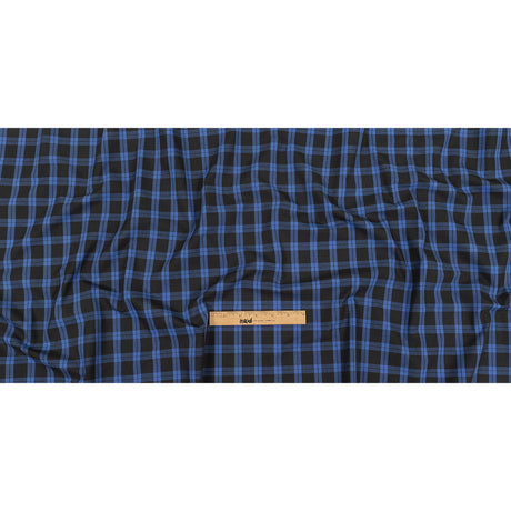 Stretch Limo and Deja Vu Blue Plaid Cotton Shirting