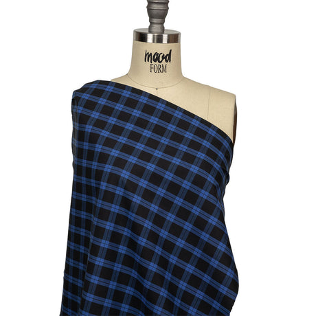 Stretch Limo and Deja Vu Blue Plaid Cotton Shirting