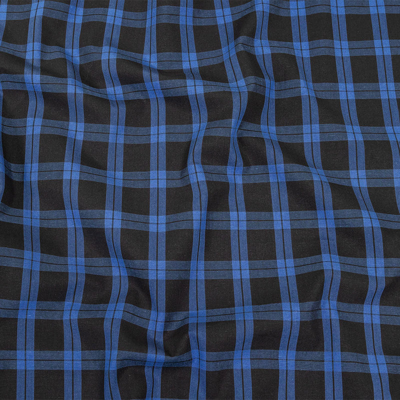 Stretch Limo and Deja Vu Blue Plaid Cotton Shirting
