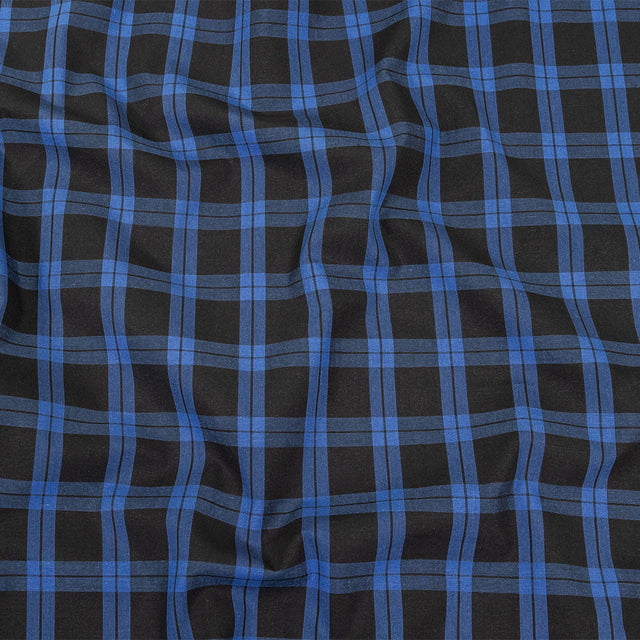 Stretch Limo and Deja Vu Blue Plaid Cotton Shirting
