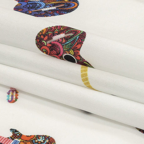 Blanc de Blanc and Multicolor Decorated Guitars Cotton Shirting