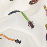 Blanc de Blanc and Multicolor Decorated Guitars Cotton Shirting