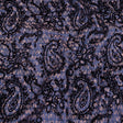 Orange, Purple and Blue Stripes and Teardrops Cotton and Polyester Jacquard with Navy Paisley Flocking