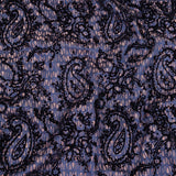 Orange, Purple and Blue Stripes and Teardrops Cotton and Polyester Jacquard with Navy Paisley Flocking