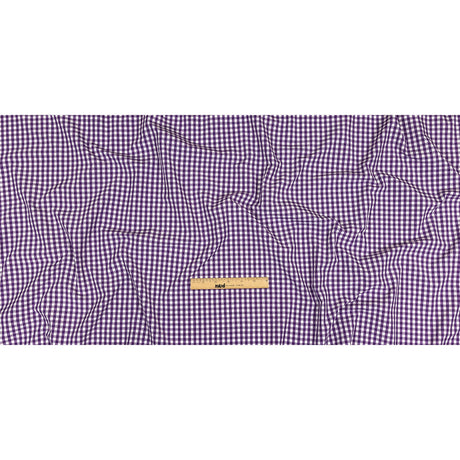 Purple and White Checkered Cotton and Polyester Shirting