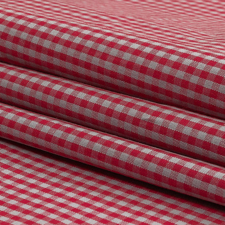 Red and Gray Checked Cotton and Polyester Shirting