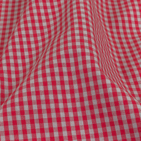 Red and Gray Checked Cotton and Polyester Shirting