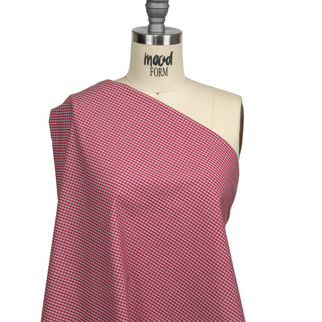 Red and Gray Checked Cotton and Polyester Shirting