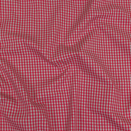 Red and Gray Checked Cotton and Polyester Shirting