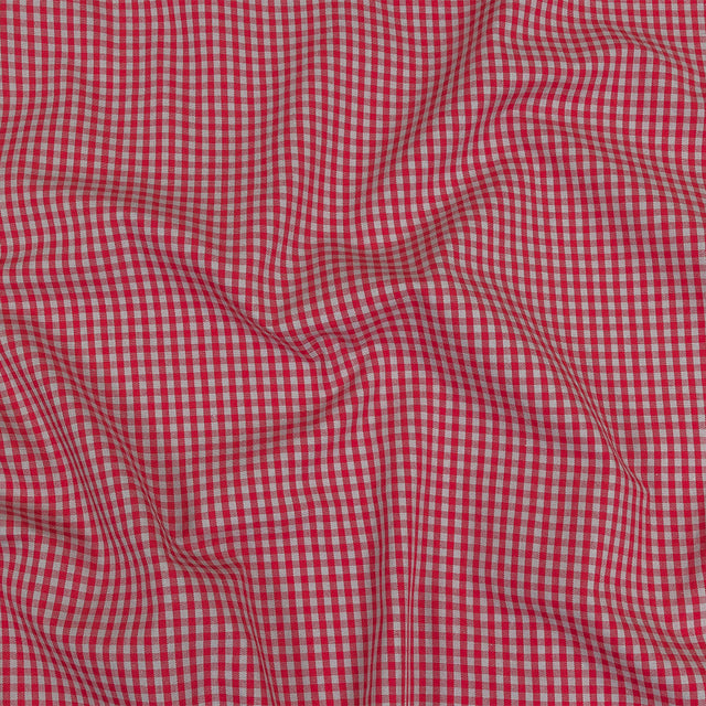 Red and Gray Checked Cotton and Polyester Shirting