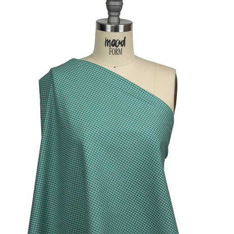 Green and Gray Checked Cotton and Polyester Shirting