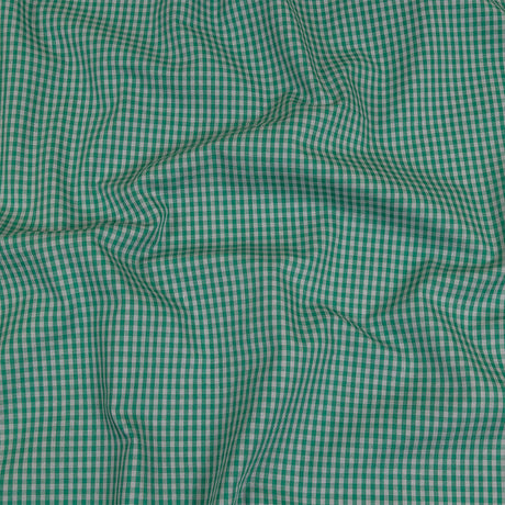 Green and Gray Checked Cotton and Polyester Shirting